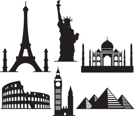 Obraz premium Iconic global landmarks collection for travel inspiration