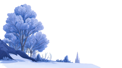 Winter Landscape With Frosty Blue Trees