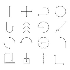 Set of minimalist vector arrow icons. Navigation symbols.