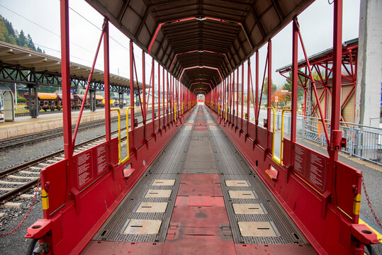 Autorack Car Shuttle on Train