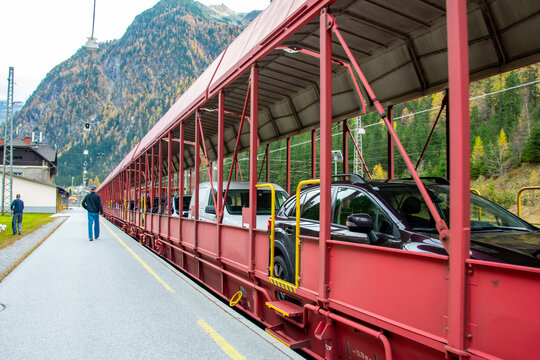 Autorack Car Shuttle on Train