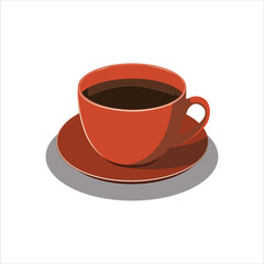 This is a digital illustration of a cup of coffee on a saucer.