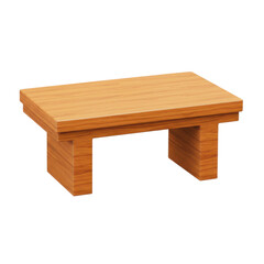 Wooden coffee table interior design furnishing isolated PNG with Transparent Background