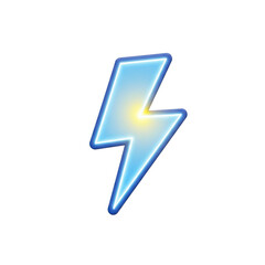Blue neon light bolt illustration isolated PNG with Transparent Background