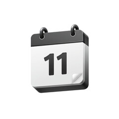 Calendar showing the 11th date for event reminder isolated PNG with Transparent Background