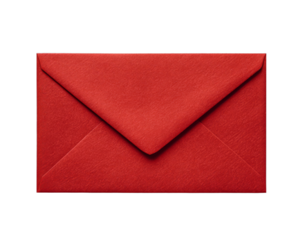 Red Envelope with Triangular Flap on Transparent Background for Holiday or Greeting Card Design