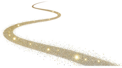 Golden Glitter Trail on Transparent Background