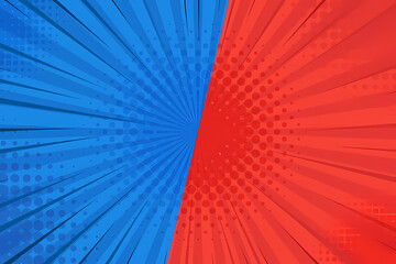 Vibrant Red and Blue Comic Book Background: Dynamic Radial Design for Presentations