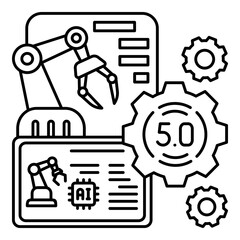Industry 5.0 and Smart Industrial Robotics. Representing the Future of Smart Manufacturing, Advanced Automation, and the Seamless Integration of Artificial Intelligence in Industrial Processes.