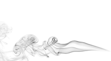 Abstract design of smoky gray swirls against a pure white background, showcasing flowing movement and intricate patterns.