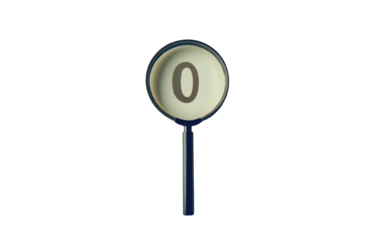 Circular scoreboard sign with the number zero isolated on transparent background