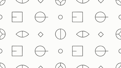 Minimalist Seamless Pattern with Abstract Geometric Line Art Symbols