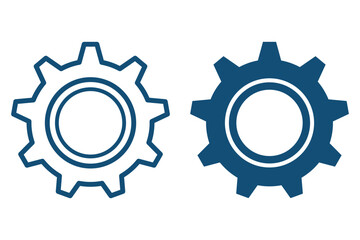Settings vector icon set. Gear icon vector design element logo template. Two interlocking gears in a simple line and flat drawing style.