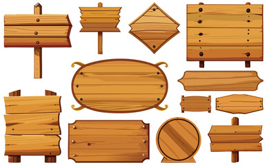 木製看板ベクターイラストセット