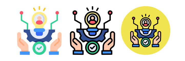 Technology Adoption Icon Flat & Flat Line Style Collection Set