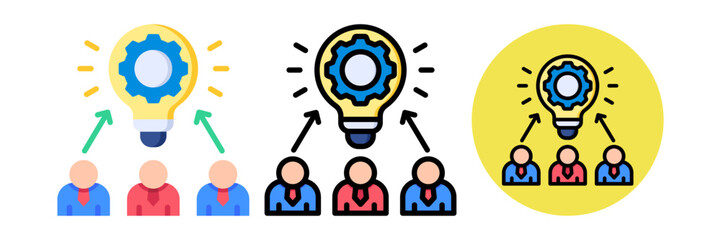 Innovation Culture Icon Flat & Flat Line Style Collection Set