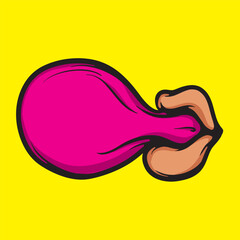 Mouth blowing Bubble Gum Cartoon Vector Illustration