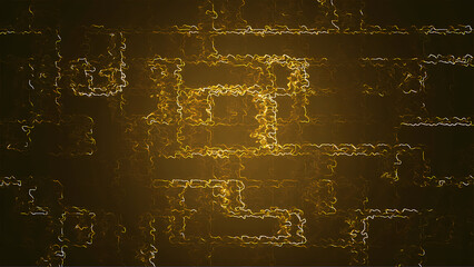 Glowing Golden Numerals and Equations on Dark Background: Abstract Data Visualization