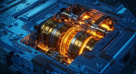 Advanced Engine with Glowing Components
