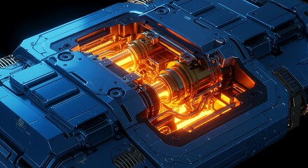 Advanced Engine with Glowing Components
 
