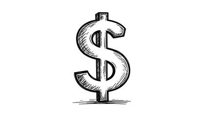 A stylized, hand-drawn dollar sign symbol stands out against a clean white background, conveying a sense of financial value with a textured, sketched appearance.