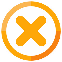 Obraz premium A minimalist orange X mark icon within a segmented circle, a vector symbol for error, rejection, and cancellation.