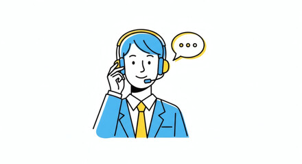 Dedicated customer support professional wearing a headset, ready to offer assistance, communicate solutions, and provide excellent service with a friendly demeanor.