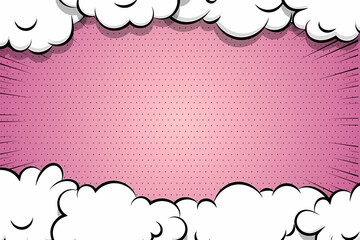 Pink Pop Art Background with Cloud Frame