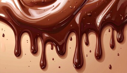 とろけて垂れるリアルなチョコレートの背景イラスト素材