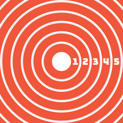 Athletics track background. Orange and white radial circle background pattern.
