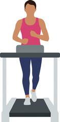 Naklejka premium Flat Illustration Female Runner on Treadmill Gym Equipment Fitness Activity