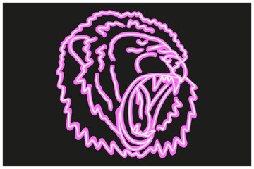 Lion Head With Neon Line Art Style