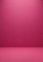 Obraz premium A clean, empty studio backdrop with a seamless pink wall and floor, illuminated by soft overhead lighting.