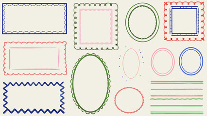 Playful doodle frames and borders add charming decorative elements to any creative project