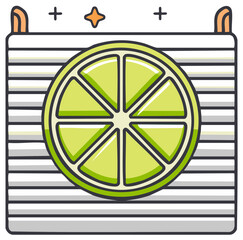 Obraz premium Slice of lime icon for summer events, party, celebration, drink decoration, symbol of freshness