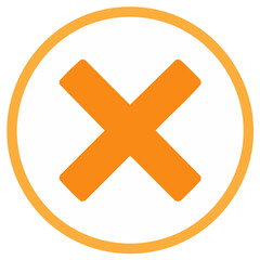 Obraz premium Orange X Cross Mark Icon in a Circle for No Cancel Close or Delete Symbol