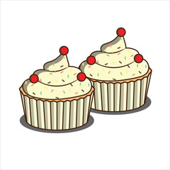 This is a digital illustration of two cupcakes.