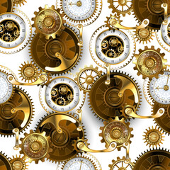 Seamless white pattern with gears