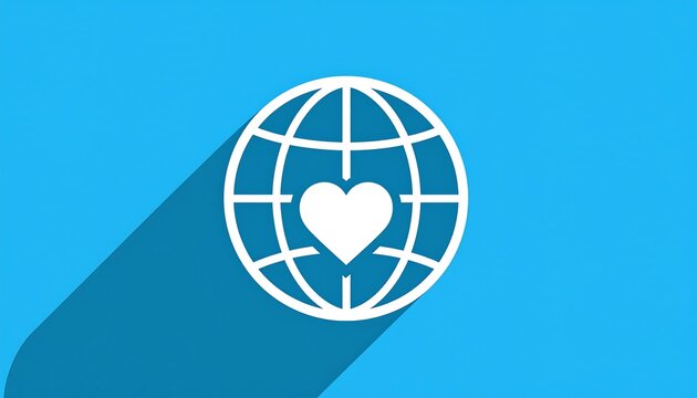 Global love symbol on a blue background
