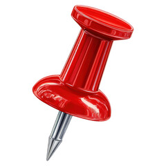 Glossy Red Pushpin With Sharp Metal Point Isolated Transparent Background For Isolate