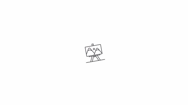 Simple Line Art Icons of Art Easel and Table.