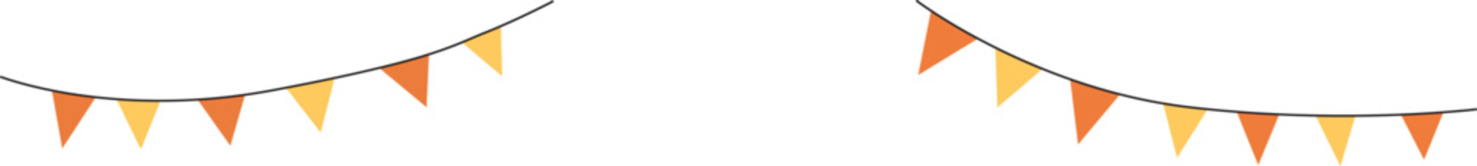 Illustration of flag garland. Orange and yellow. Halloween. Vector illustration.