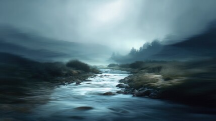 Fototapeta premium Misty mountain river