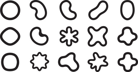Vector set of abstract blob shapes in outline style