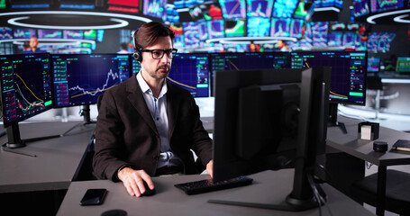 Senior Trader Analyzing Stock Market Data