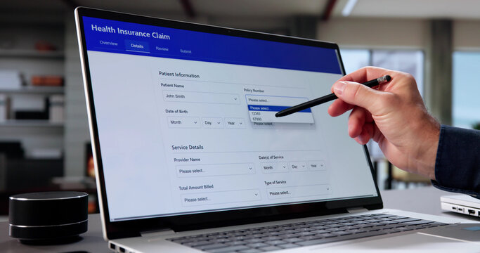 Man Filling Out Social Security Benefits Form Online After Workplace