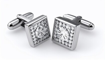 Exquisite pair of luxury diamond cufflinks, radiant, sophisticated and stylish accessory