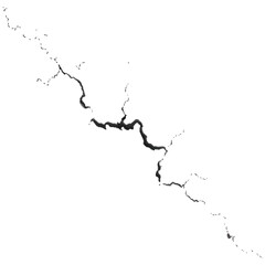 Realistic Crack Line Grunge Texture on White Background