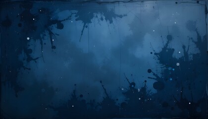 Abstract Deep Navy Blue Splashed Vintage Background with Dark Grunge Texture and Elegant Retro Luxury Style