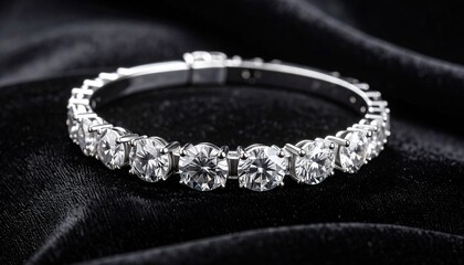 Elegant Diamond Bracelet Displayed on Black Velvet Fabric, High-End Jewelry